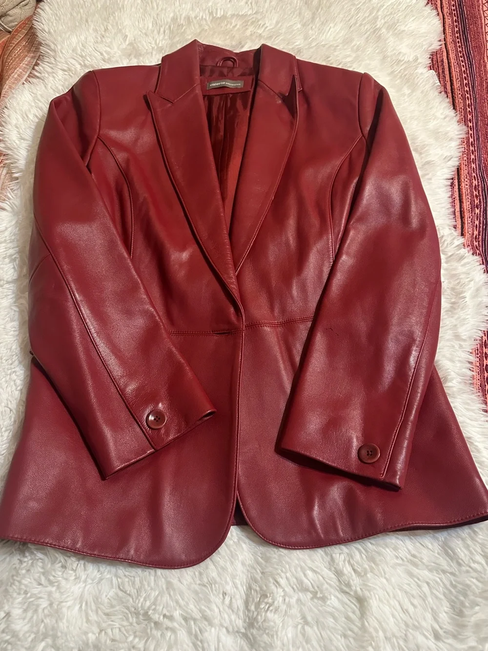 Vintage Valerie Separates Oxblood Genuine Leather Blazer Jacket M